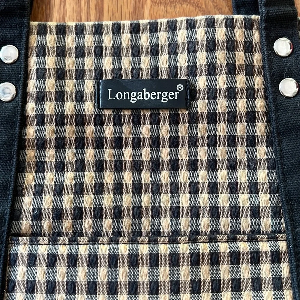 Longaberger plaid tote. Black/tan purse grandma core coastal grandma